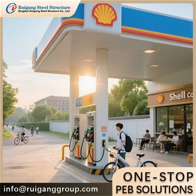 Metallrahmen -Tankstelle Schuppen